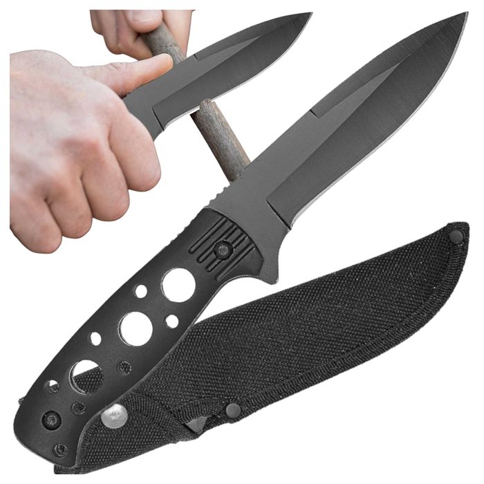 NOWY ⇒ Czarny nóż taktyczny full-tang survivalowy N-307b gerber ka-bar