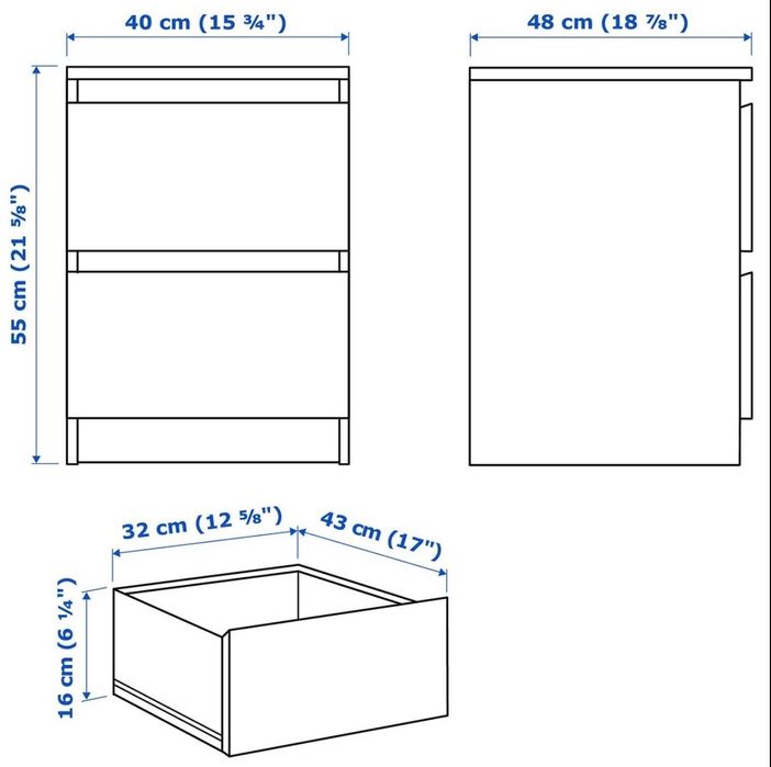 Cama IKEA MALM + Mesa de Cabeceira + Estrado