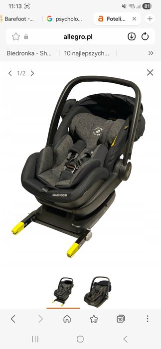 Fotelik 0-13 kg jak nowy, Maxi Cosi marble, baza isofix