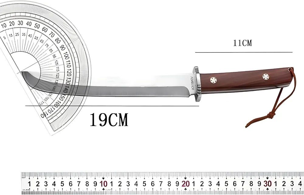 Tanto de lâmina fixa Katana faca japonesa com punho de madeira - 9cr18
