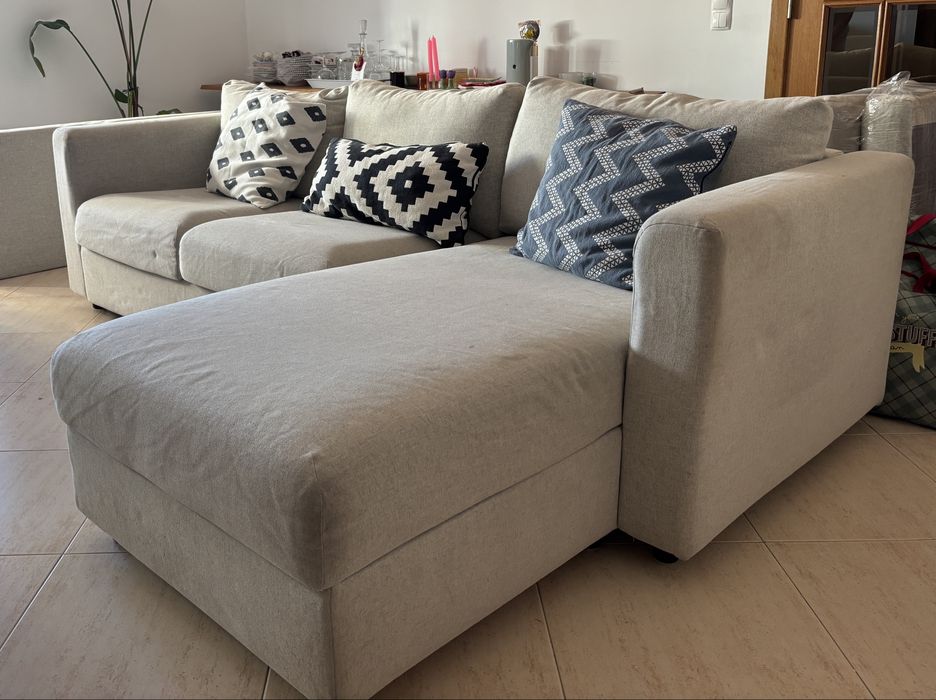 Sofá IKEA VIMLE 3 lugares com chaise longue – Gunnared bege