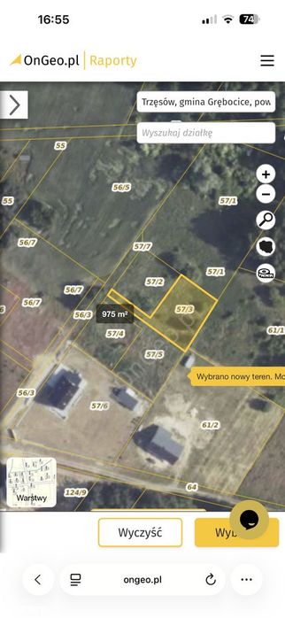 Sprzedam działkę o pow 975 m² w miejscowości trzęsów - View 2