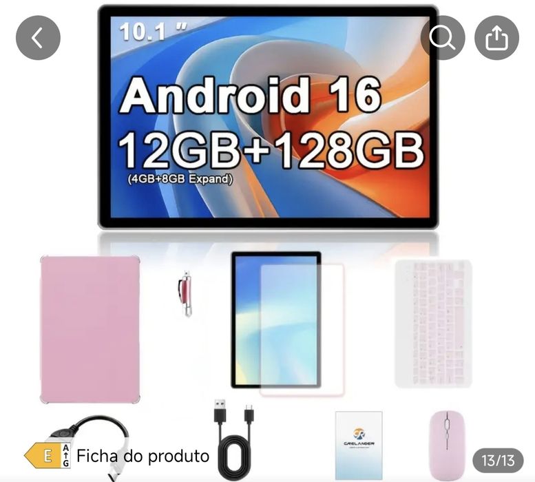 Tablet Android 16' novo na caixa