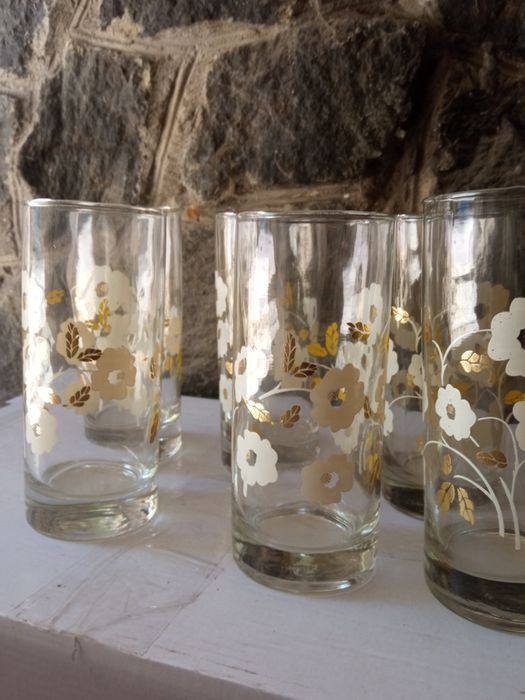 Стаканы с рисунком стеклянные новые 5 штук