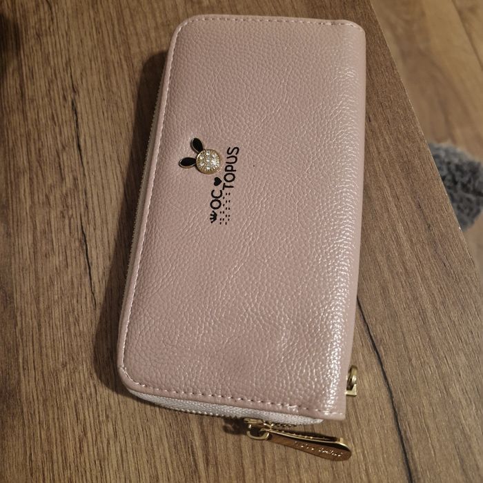 Portfel damski pudrowy róż zamek złoty zamek