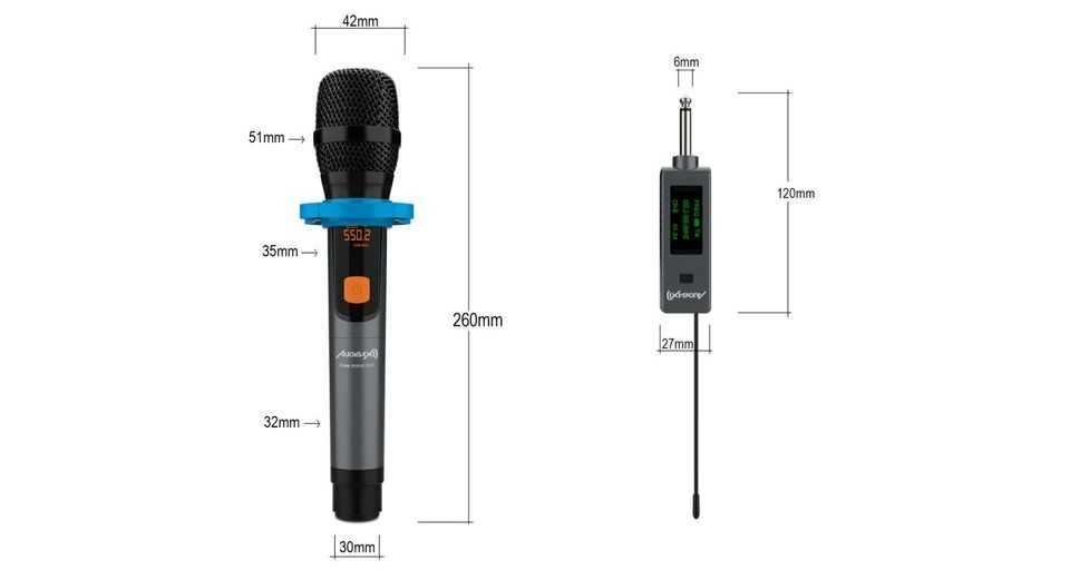 Microfone sem fios UHF, novo