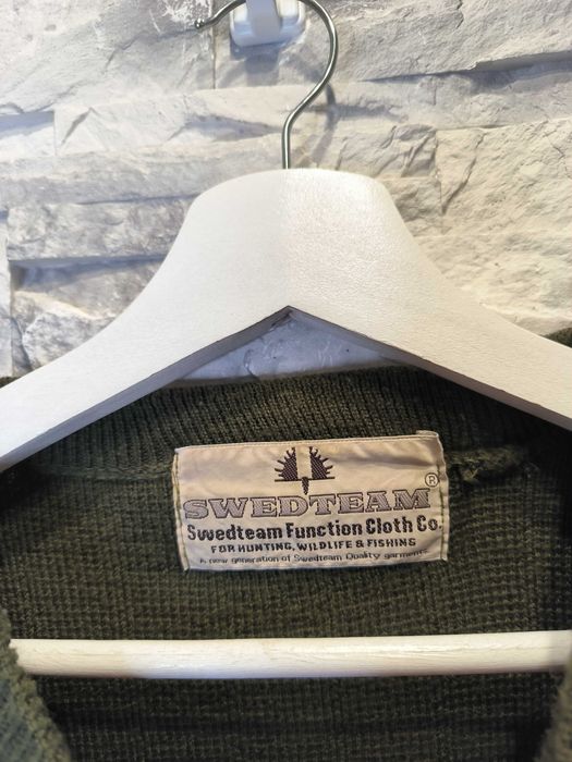 Bluza Swedteam Myśliwska Vintage Wełniana Wełna Logo Khaki