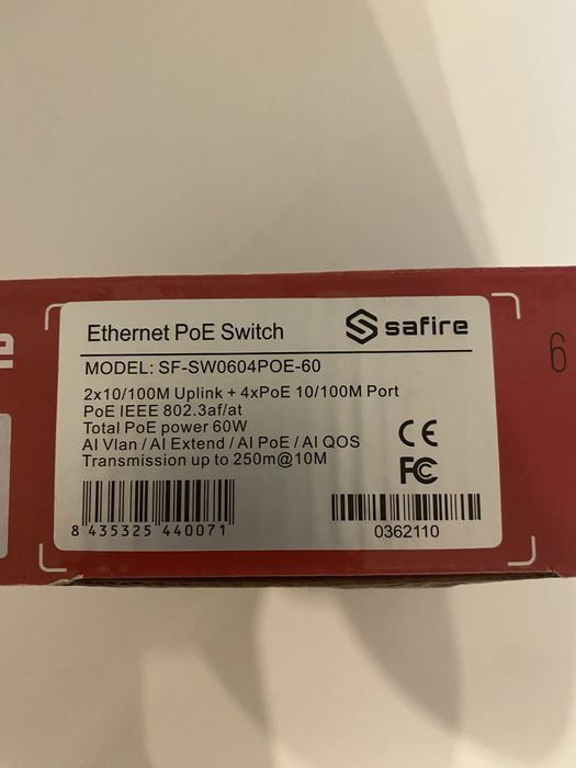 Switch 4p. 10/100 PoE+2Uplink IEEE802.3at/af PoE+/PoE