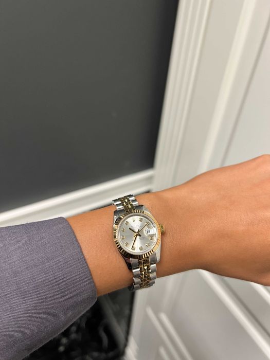 Zegarek Rolex Lady Datejust 26mm srebrno-różowa tarcza z diamentami