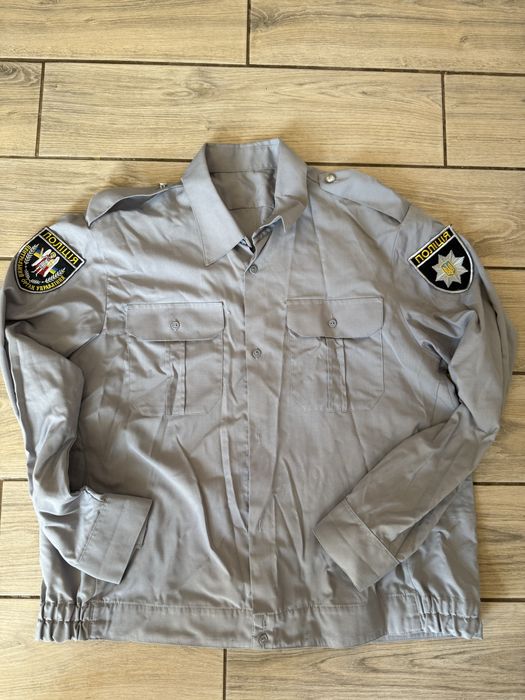 Сорочка рубашка сіра довгий рукав 43р поліцейська