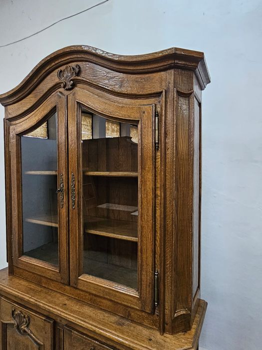 Stylowy dębowy kredens biblioteczka witryna Francja /