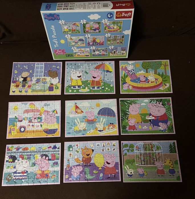 Набір пазлів Trefl Peppa Pig 9 в 1+подарунки (пазл і розмальовка)