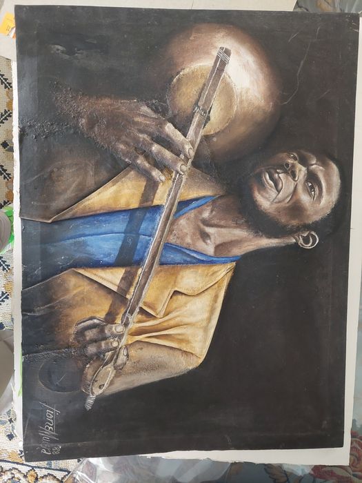 Pintura a óleo com relevo  assinada