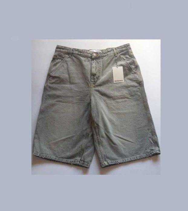 NOWE Spodenki Bershka Skater y2k Baggy Bawełna Hiphop Szare Rozmiar 38