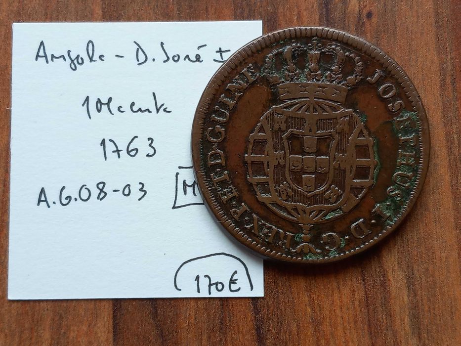 Moeda 1 Macuta 1763 D. José I  - Angola (MBC+)