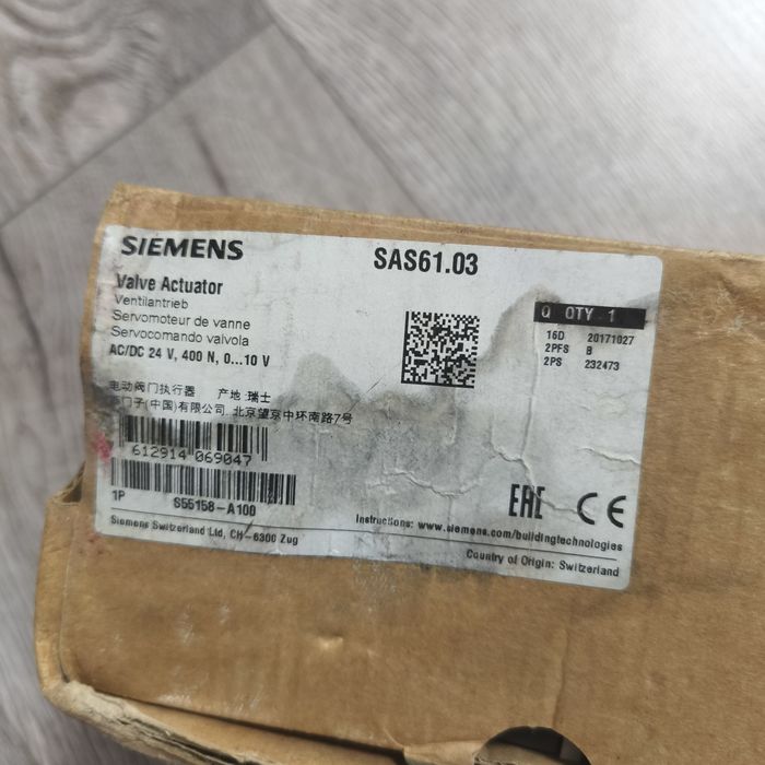 Siłownik zaworu Siemens SAS 61.03 0-10v, 24v AC/DC nowy