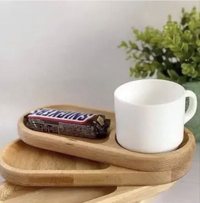 Набір дерев'яних підставок для чашки та десерту