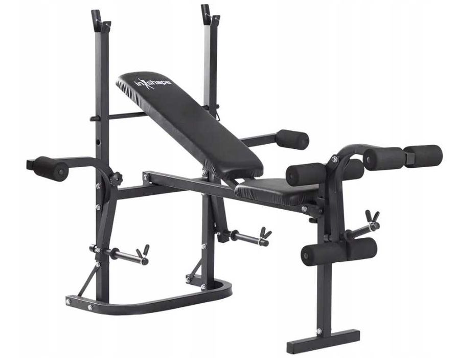 Ławka treningowa InShape + gryf + 45 kg obciążenia