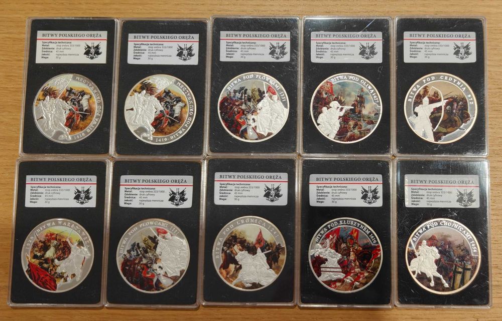 Bitwy polskiego oręża. Zestaw 10 numizmatów.