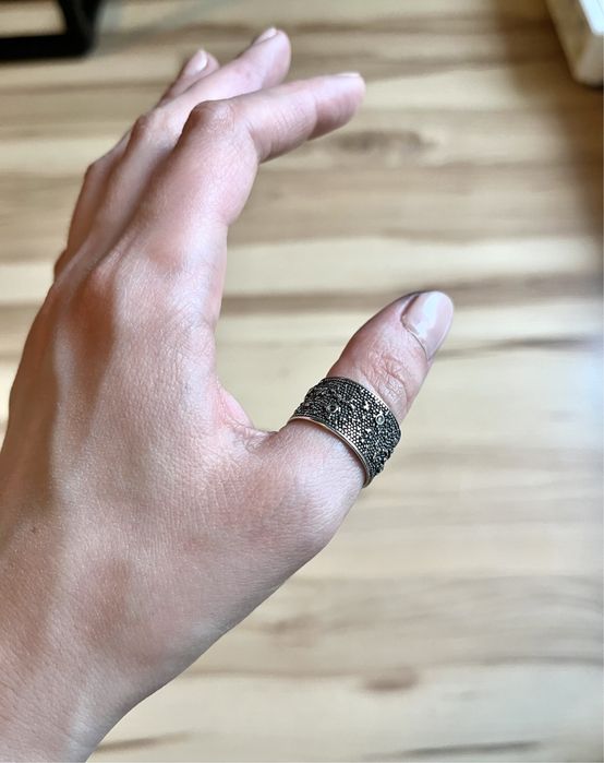 srebrna szeroka obrączka 925