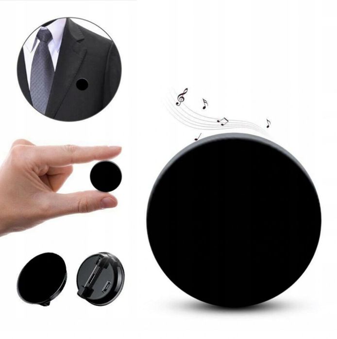 MINI UKRYTY DYKTAFON Nagrywanie Klips Przypinka