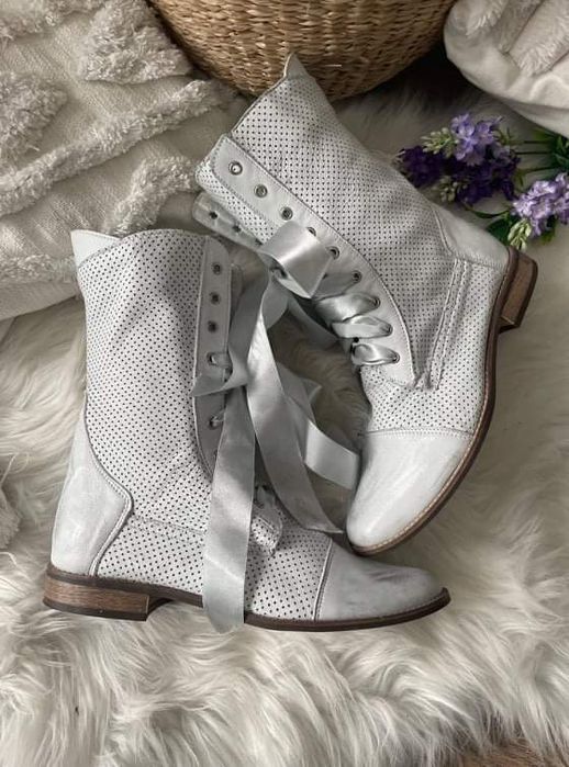 Eleganckie botki workery wiosenno letnie skóra naturalna