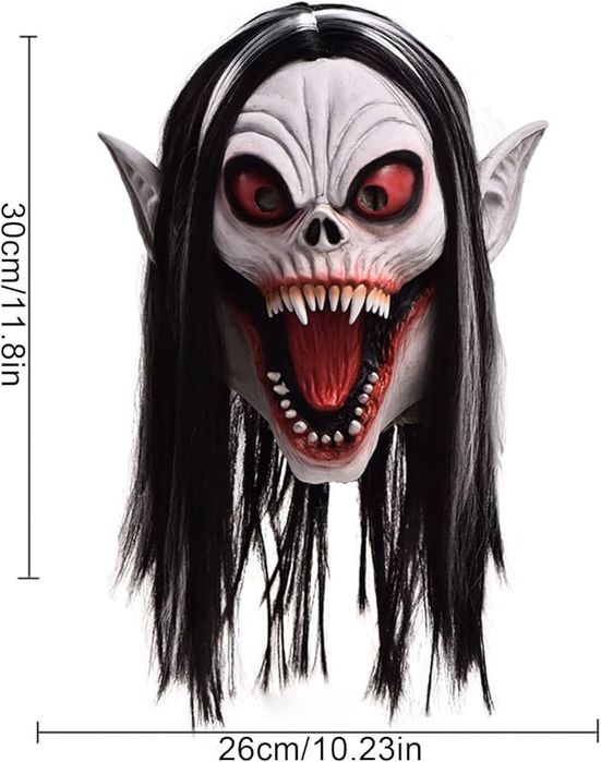 Maska Zombi Horror Demon Czerwone Oczy Wampir Kostium Karnawałowy