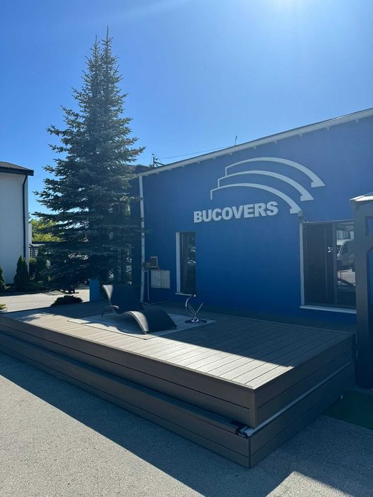 Mobilny taras / zadaszenie basenowe / konstrukcja ogrodowa