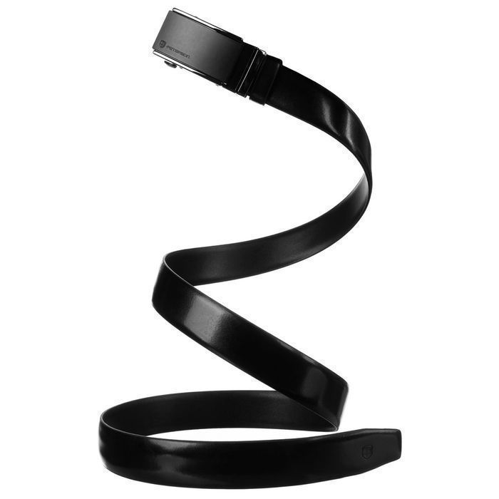 skórzany, czarny pasek męski z automatyczną klamrą - peterson 85