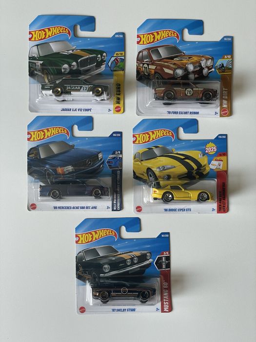 Hot wheels shelby gt500, Dodge Viper GTS, 560 SEC AMG, ESCORT Rs1600, JAGUAR XJC V12 COUPÉ