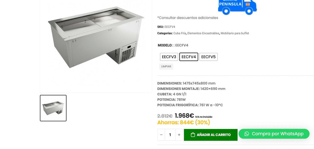 Vitrine de pastelaria refrigerada + cobertura em vidro