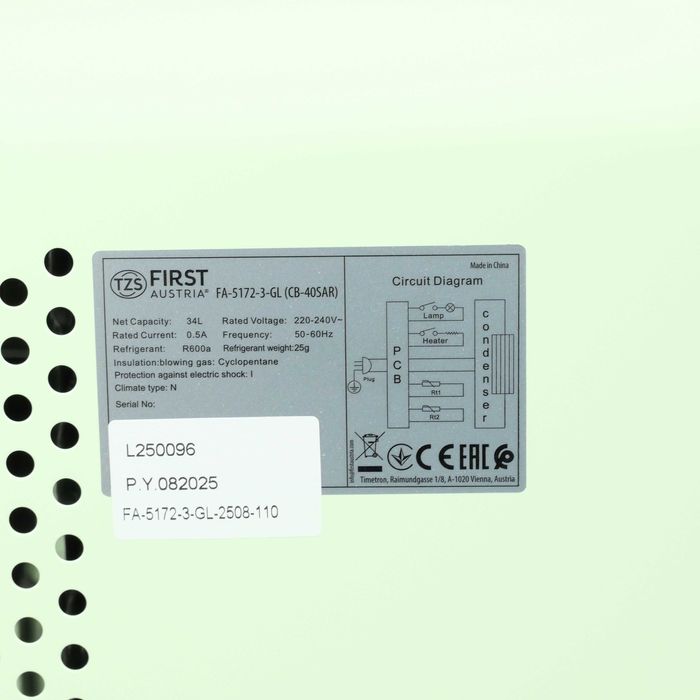 Minilodówka 40L First Austria bardzo cicha 22dB nowa okazja