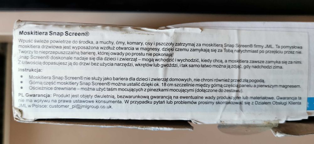 Nowa czarna moskitiera do drzwi 100/200cm.  rzepy + pinezki firmy JML