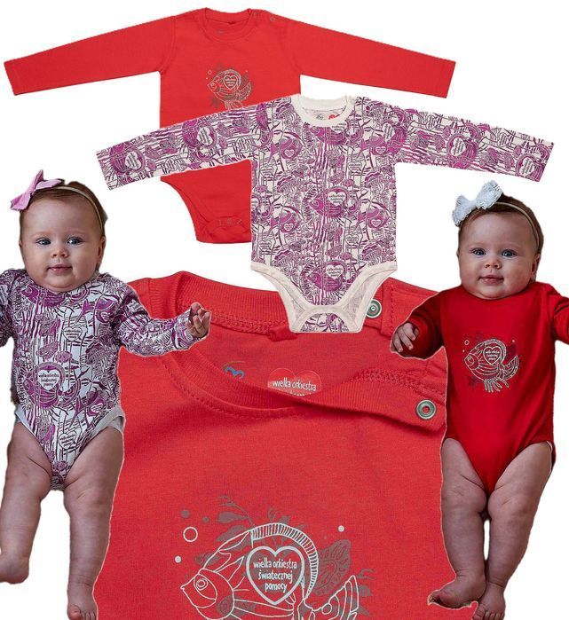 Różowe Body niemowlęce dziewczęce, rozmiar 74, WOŚP