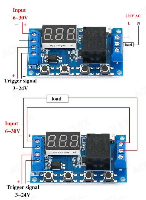 Реле часу/модуль таймера Циклічний/програмований цифровий 0,1 с-999 хв