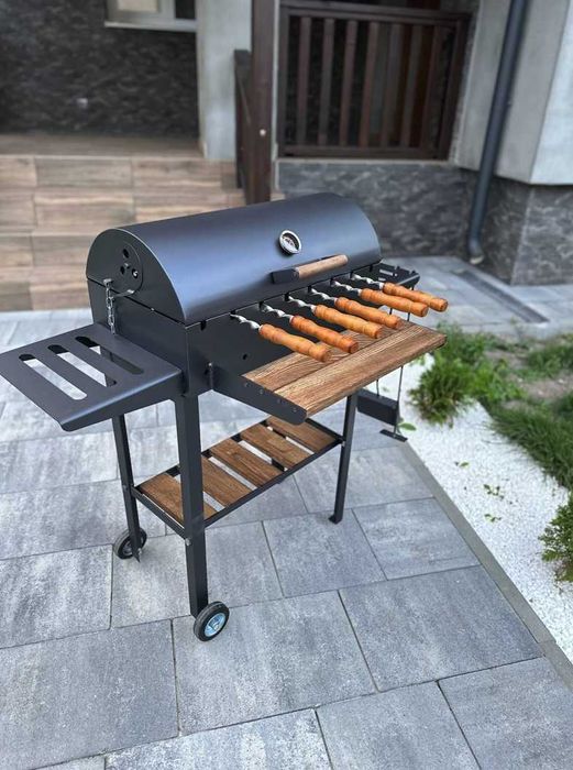 Компактний Мангал гриль барбекю метал 4 мм на 8 шампурів ПОСИЛЕНИЙ