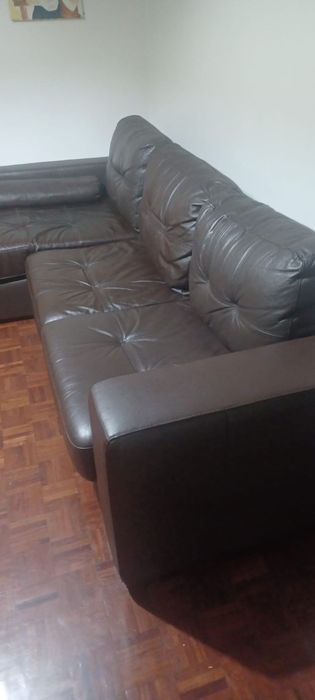 Chaise long em pele - castanho escuro