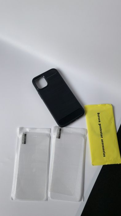 Etui do iPhone 12 Mini + szkło carbon PLECKI czarny Wzmocniona konstru