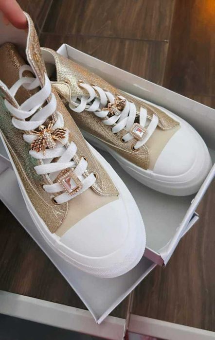 Wyprzedaż Trampki Złote Wysokie  37 39 40