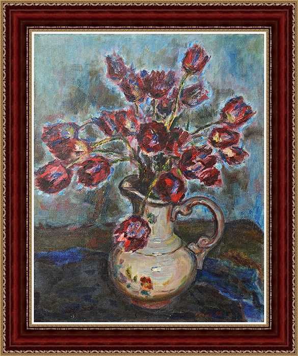 Крымский х-к Советников Сергей (1945г.р) Тюльпаны. х/м. 90*70 см. Цветы