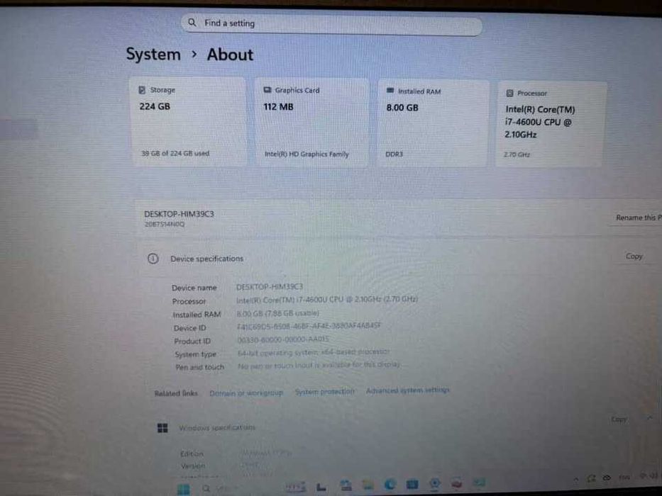 Lenovo ThinkPad T440 / i7-4600U / 8GB RAM / 224GB SSD