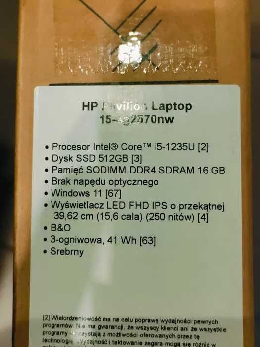 1680/24 Laptop HP 15-eg2570nw 15" Intel Core i5 16 GB / 512 GB NOWY