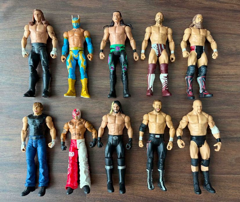 Bonecos wwe figuras wrestling ringue titulos cintos elite acessorios