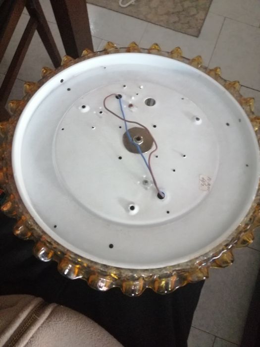 Candeeiro de teto vintage em vidro nervurado âmbar – anos 70/80Candeei