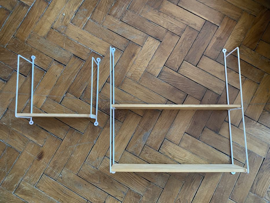 Półki String metalowo drewniane regały półka