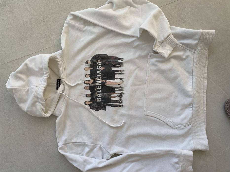 Balenciaga XL biala bluza z kapturem