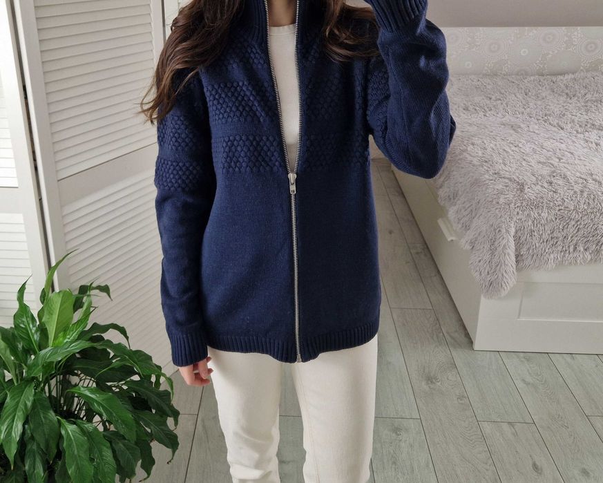 Samsoe samsoe granatowy wełniany sweter kardigan suwakiem 50% wełna M