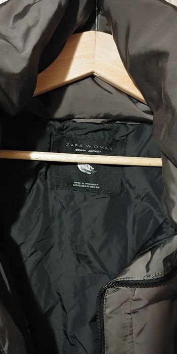 Zimowa kurtka puchowa zara 34 xs z paskiem