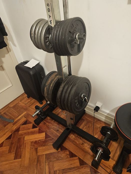 Suporte Rack para pesos discos halteres barras