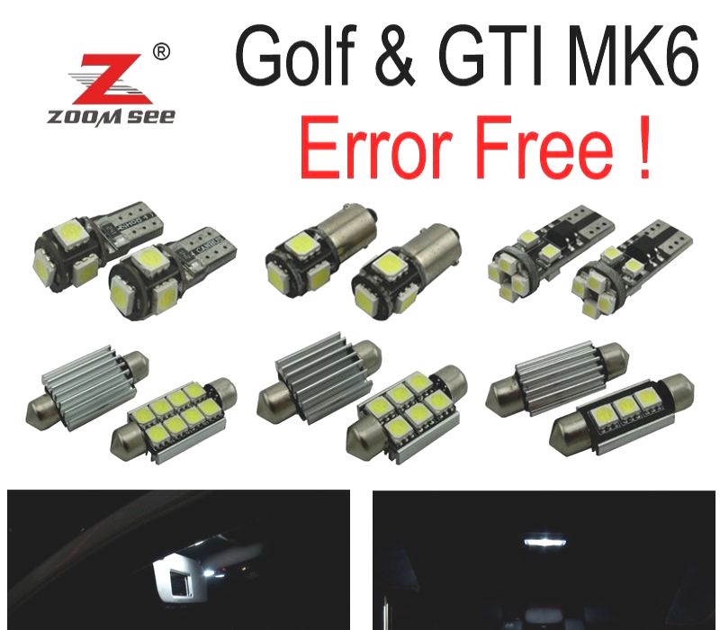 KIT COMPLETO DE 14 LÂMPADAS LED INTERIOR PARA VOLKSWAGEN VW GTI GOLF6 GOLF MK6 MK 6 VI MKVI 2010-2014